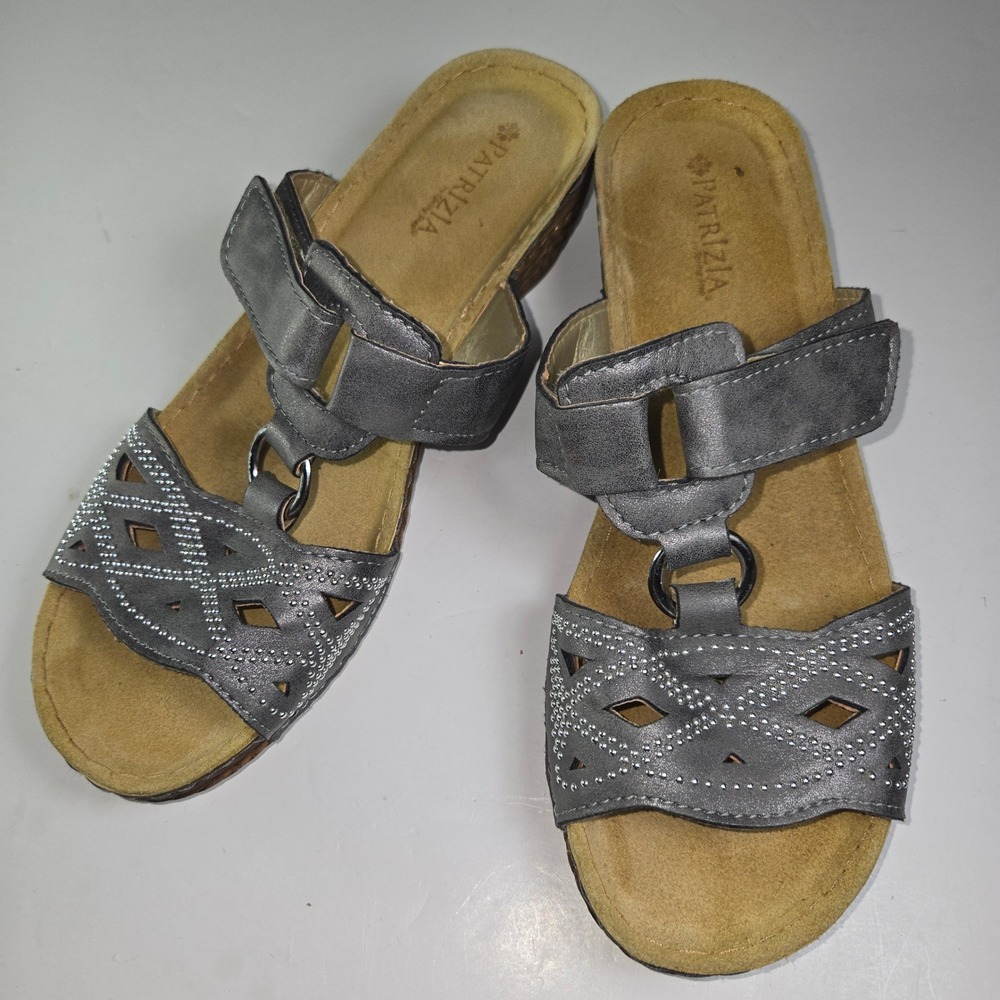 PATRIZIA by Spring‎ Step Women Silver Embellished Wedge Sandals Size 38EU/ 7.5US